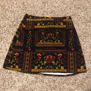 Velveteen floral skirt